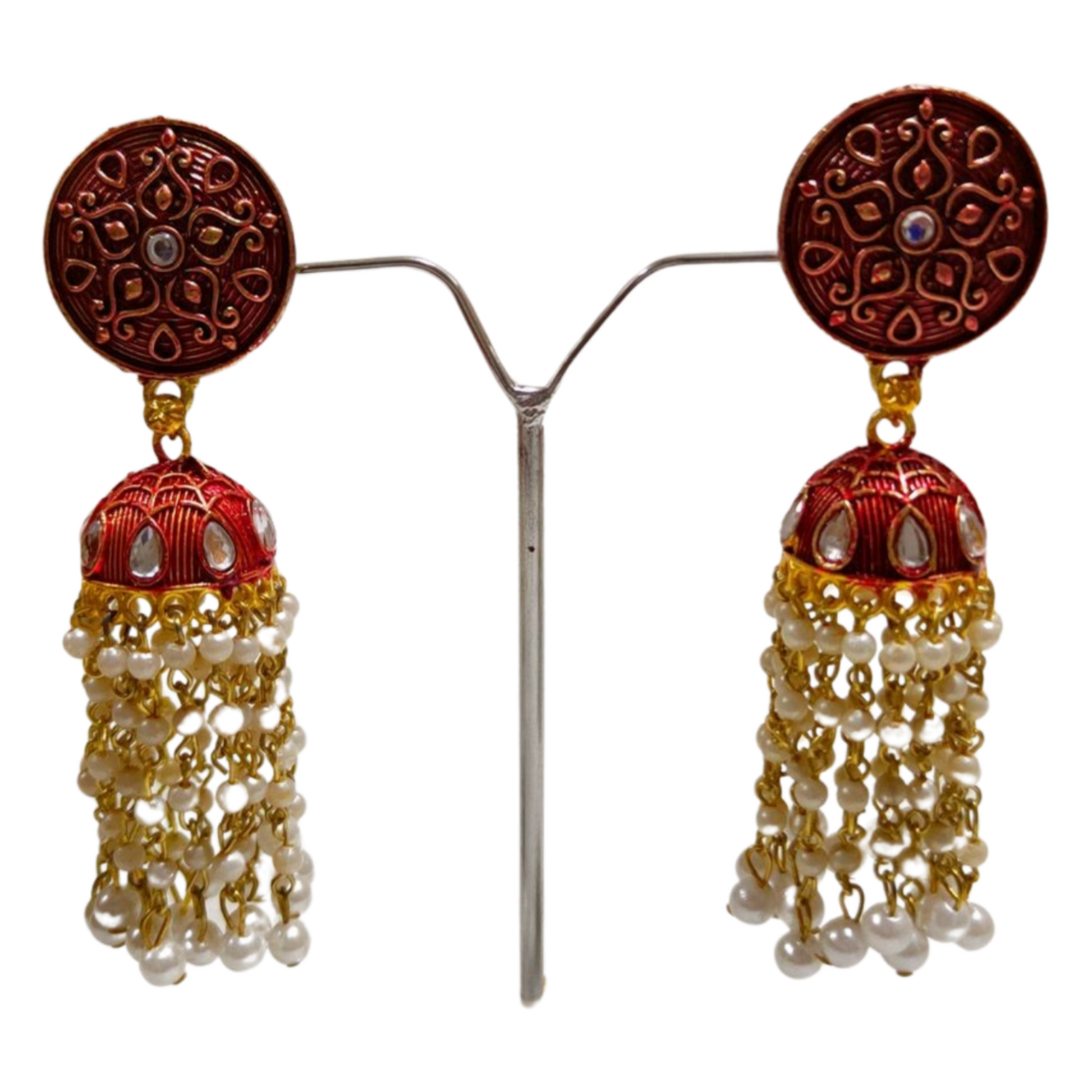 Jeevika Jhumka Ethenic Wear for Every Festive Occasion [Red Color]